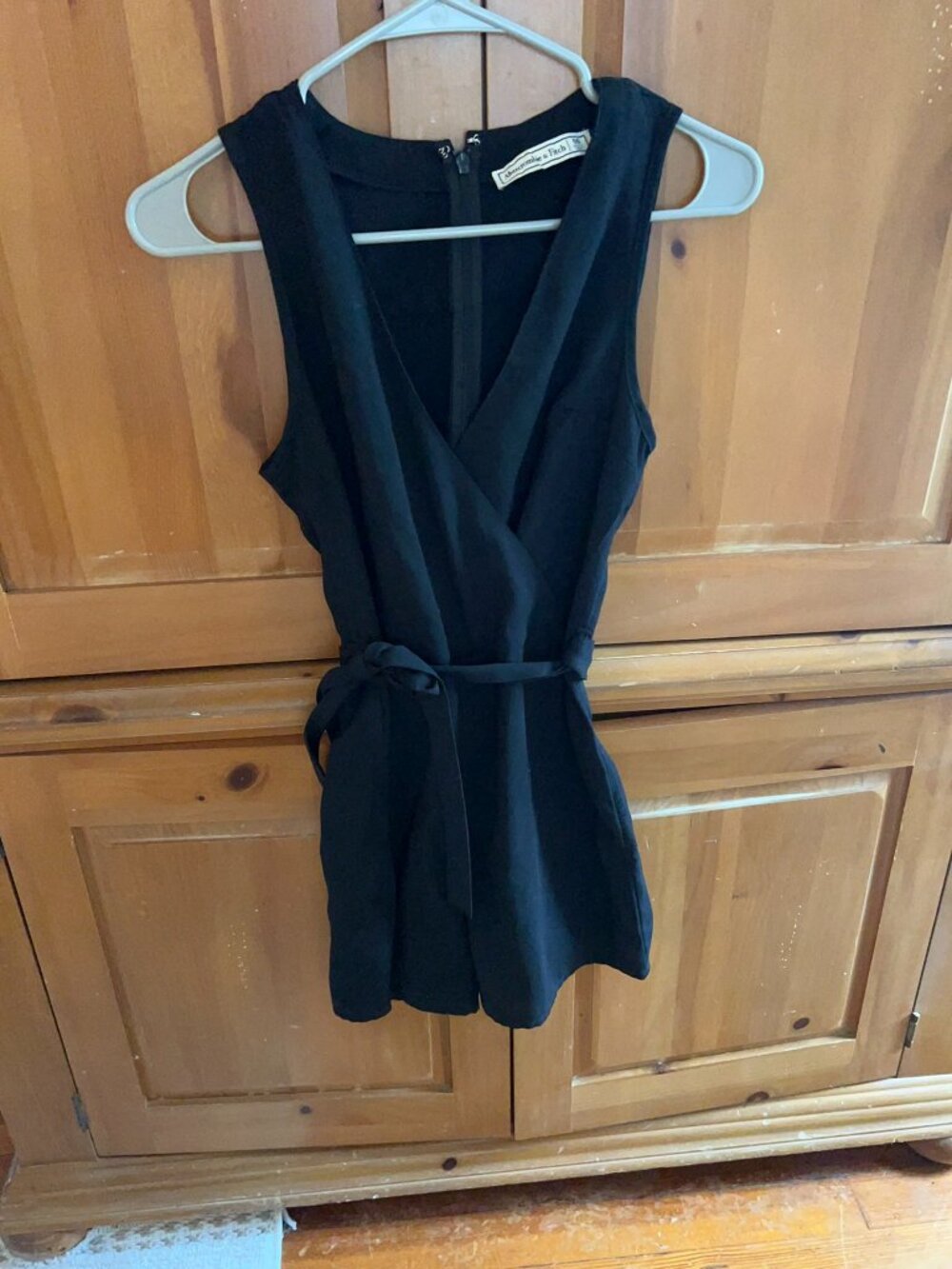Abercrombie & Fitch Black Wrap Front Tie Waist Romper